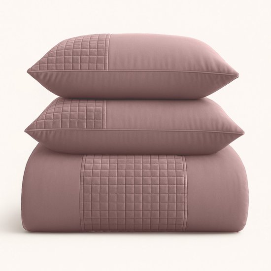 Dekbedovertrek Velvet Border - Roze - Luxe Comfort - Stijlvol - Zachte stof - Inclusief Kussenslopen - Duurzaam materiaal- 1 persoons- 140x200/220 cm - inclusief 1 kussensloop - 30 dagen proefslapen van Luxe Comfort