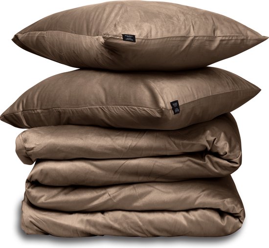 Dekbedovertrek Velvet Couture - Fluweel - Dekbedovertrek - 140x200/220 cm - Eenpersoons - Bruin - instopstrook - Fluweel Zacht - Afgewerkt met Drukknoopjes van Velvet Couture