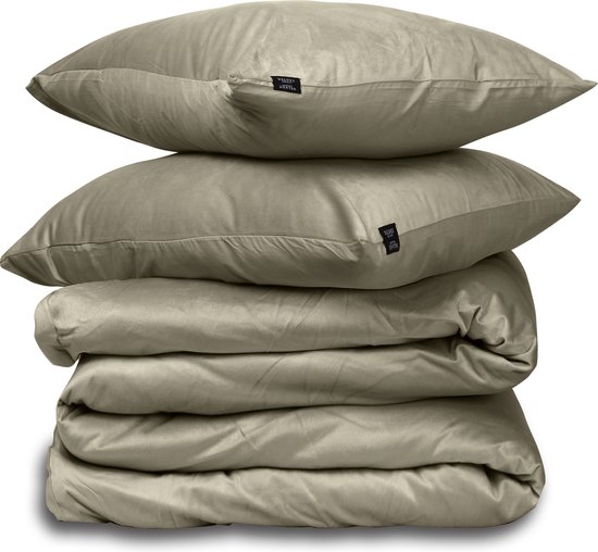 Dekbedovertrek Velvet Couture - Fluweel - Dekbedovertrek - 240x200/220 cm - Tweepersoons - Taupe - instopstrook - Fluweel Zacht - Afgewerkt met Drukknoopjes van Velvet Couture