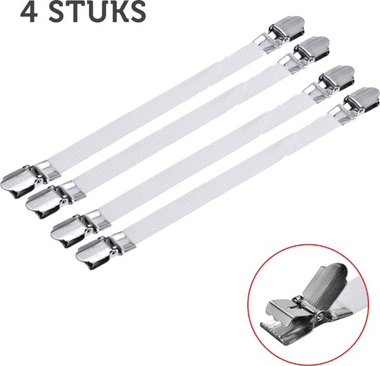 Dekbedspanners – Lakenspanners en Laken Clips – Voor Strak Dekbed en Laken – Laken Bevestiging – 4 Stuks – Wit van Vernarex