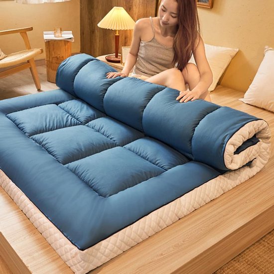 Deken Matras - Vloermatras Futon - Comfortabel Slapen - Opvouwbaar Ontwerp - 120x200cm - Blauw