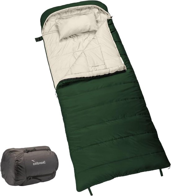 Deken slaapzak - Rechthoekige slaapzak Outdoor slaapzak - Kamperen en buiten - Softtouch materiaal - 230 x 90 cm - Groen