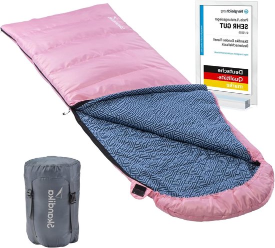 Dekenslaapzak - Rechthoekige slaapzak Kampeerslaapzak - Kamperen en outdoor - Koppelbaar en wasmachinebestendig - 220 x 80 cm - Rosé