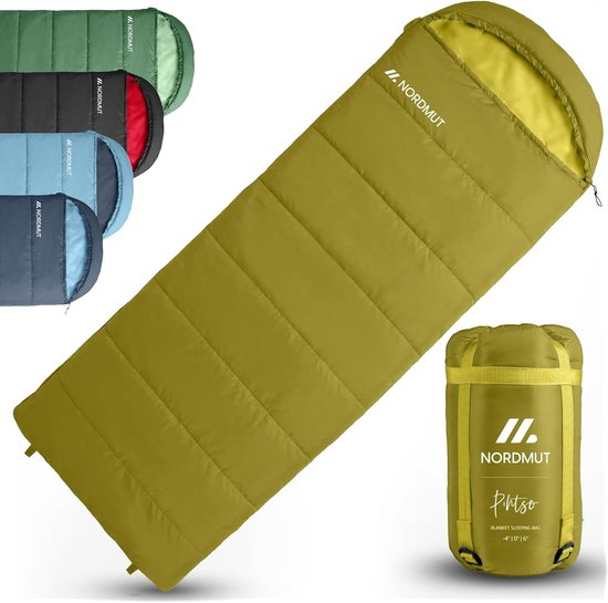 Dekenslaapzak Volwassenen - Kampeerslaapzak Outdoor - Kamperen Reizen Festivals - Compact Lichtgewicht - 220x80 cm - Oker