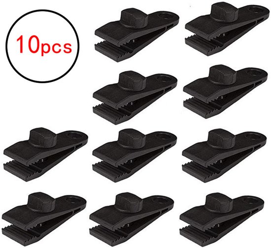 Dekzeilclips 10 stuks - tentclip luifelclip - campingluifelclip - dekzeilclip dekzeilclip - outdoor activiteitenclip luifel - zwart Zeilklemmen