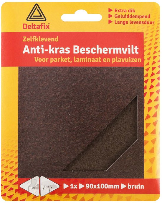 Deltafix - Zelfklevend Anti-kras Beschermvilt - Bruin - 90x100mm - 1 stuk van Deltafix
