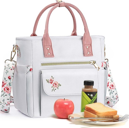 Deluxe lunchtas met zeldzame bloemenborduursels - lekvrij en geïsoleerd - werk picknick kerstcadeau van Deluxe
