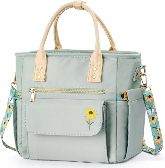 Deluxe lunchtas voor vrouwen - lekvrije geïsoleerde koeltas geweldig cadeau voor vrouwen waterdichte meervoudige tas lunchtas met afneembare riem voor het werk / picknick van Deluxe