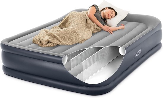 Deluxe Pillow Rest Luchtbed met Ingebouwde Pomp - 2-Persoons - 152 cm x 203 cm x 42 cm van Intex