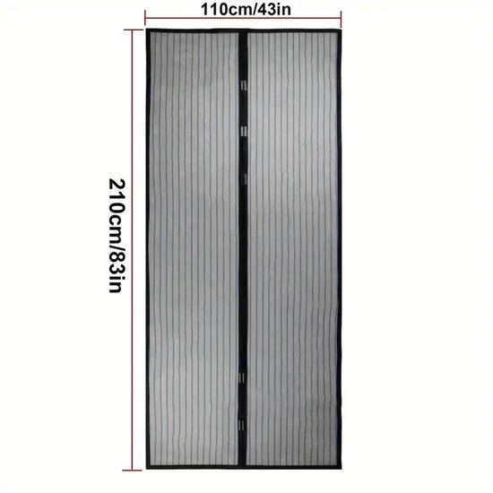 Deluxe Polyester Deurgordijn - Magnetisch Automatisch Sluitend Vliegengordijn - Anti-Muggen Net - Insectenhor -Wasbaar Muggennet - Zwart - 110x210cm Eenvoudige Montage - Zomerproof - Fris & Insectvrij