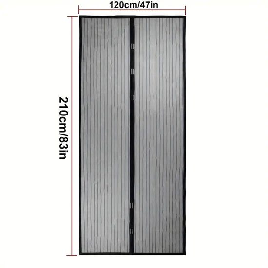 Deluxe Polyester Deurgordijn - Magnetisch Automatisch Sluitend Vliegengordijn - Anti-Muggen Net - Insectenhor -Wasbaar Muggennet - Zwart - 120x210cm Eenvoudige Montage - Zomerproof - Fris & Insectvrij