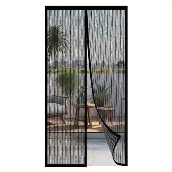 Deluxe Polyester Deurgordijn - Magnetisch Automatisch Sluitend Vliegengordijn - Anti-Muggen Net - Insectenhor -Wasbaar Muggennet - Zwart - 80x210cm Eenvoudige Montage - Zomerproof - Fris & Insectvrij