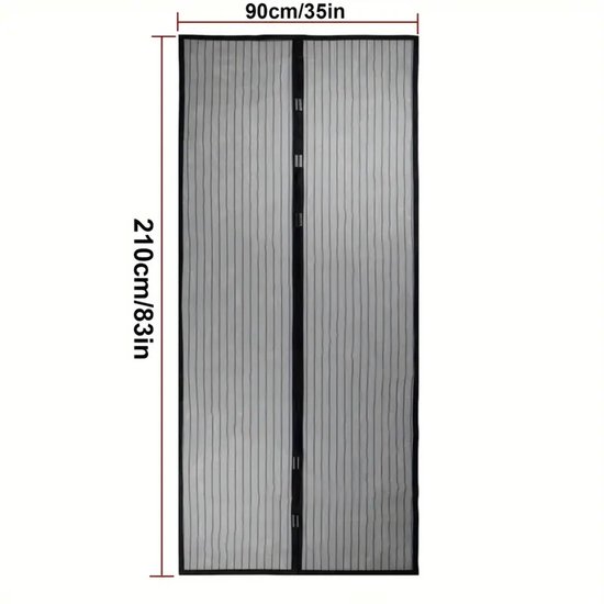 Deluxe Polyester Deurgordijn - Magnetisch Automatisch Sluitend Vliegengordijn - Anti-Muggen Net - Insectenhor -Wasbaar Muggennet - Zwart - 90x210cm Eenvoudige Montage - Zomerproof - Fris & Insectvrij