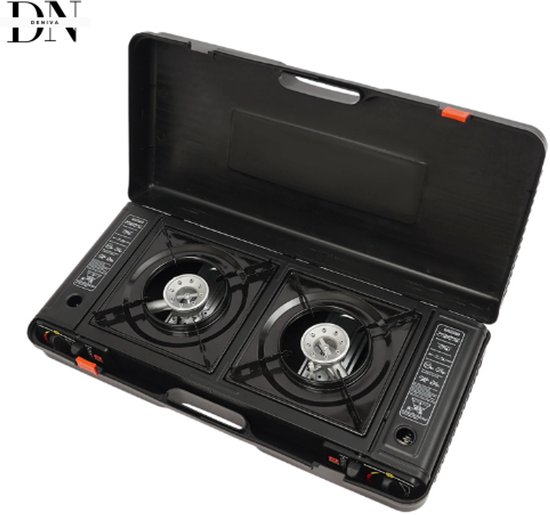 Deniva - 2-in-1 Noodkooktoestel - Grillbak - Dubbele brander - 72 Uur Nood Kookset - Camping Gasfornuis - Noodpakket Voor Thuis van Merkloos