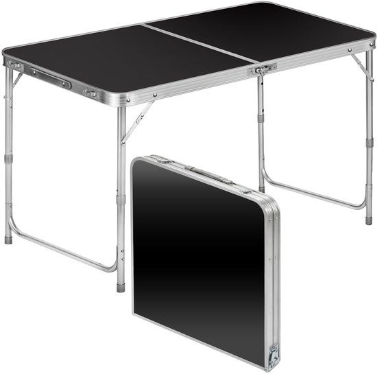 Denz Outside - Opvouwbare Aluminium Campingtafel 120x60 cm | Klaptafel voor Tuin, Camping en Outdoor, Zwart