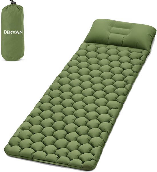 Deryan Air Bed - Opblaasbare camping bed - Groen - Inclusief tas van Merkloos