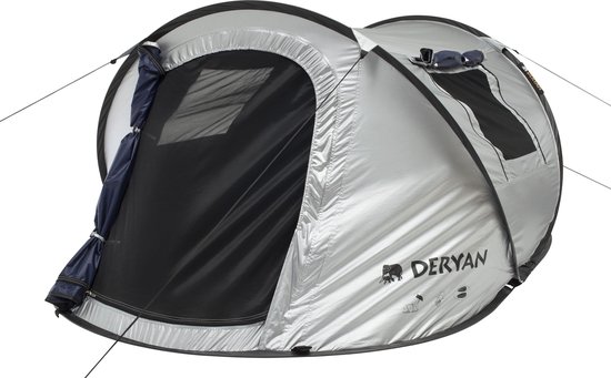 Deryan Dome Pop Up Tent - 2 Persoons - Anti-UV 50+ - Zilver van Merkloos