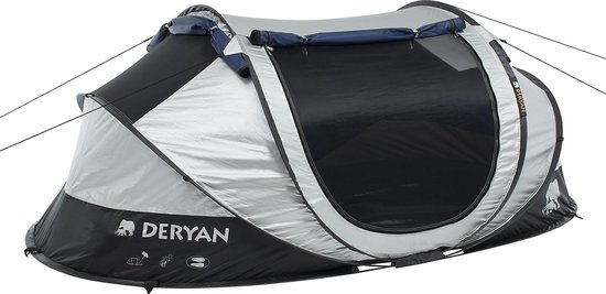 Deryan Luxe Cocoon Pop Up Tent - Anti-UV 50+ 2 Seconds - Zilver/ Zwart - 2 Persoons van Merkloos
