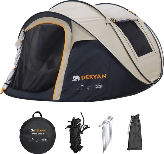 Deryan Pop Up Tent - 4 persoons - 8000MM waterkolom - UV 50+ - Sand