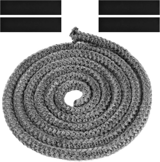 Deurafdichting voor oven, vuurvaste afdichtingskoord, pelletkachel, hoge temperatuur, isolatietape van vezel, voor kachelpijpen, ovendeur, open haard (diameter 10 mm x 5 m) grijs