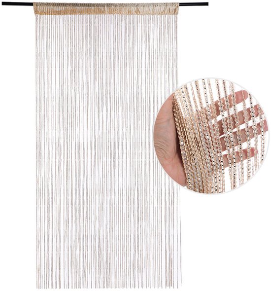 Deurgordijn met kwastjes - Deurgordijn - vliegengordijn - Decoratief gordijn - Woondecoratie - Geschikt voor deuropeningen - 91*200cm - Polyester - Champagnekleur