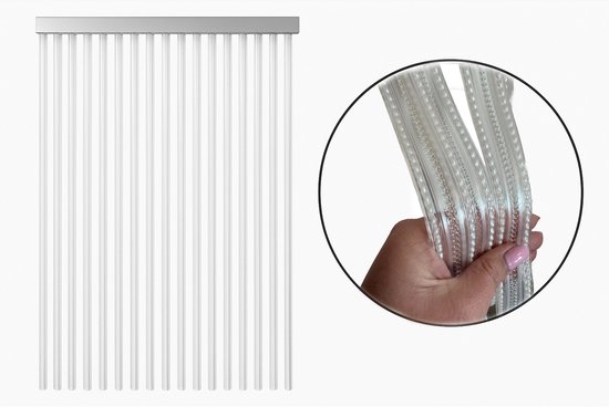 Deurgordijn PVC Tris Wit 90x220cm - 32 Stuks, Lichtdoorlatend & Duurzaam voor Deuren & Ramen van Confortime