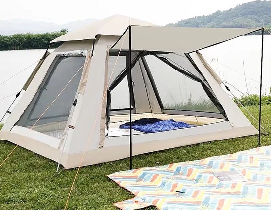 DHN Automatische Kampeertent - Snel open - Camping Tent 3-4 - Instant Setup, Draagtas - Beige - 200cm , 300cm van DHN