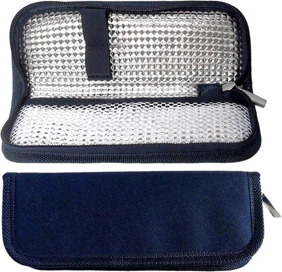 Diabetes koeltas - 2 Stuks - koeltas- diabetes etui - insuline spuiten - reis etui - Diabetes tas - diabetes etui - insuline spuiten - reis etui - Geen gel pack inbegrepen - insuline koeltas - Koelboxen & -elementen - blauw van Merkloos