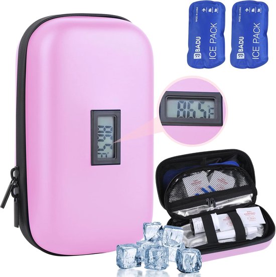 Diabetes koeltas - inclusief icepack - 21*13*8cm - diabetes etui - insulinepennen - insuline koeltas - koeltasje voor op reis - Diabetes etui - koeltas - Koelbox - IJspak - Diabetes Tas - Geschikt VoorDagelijks Gebruik en Reizen - roze van Merkloos