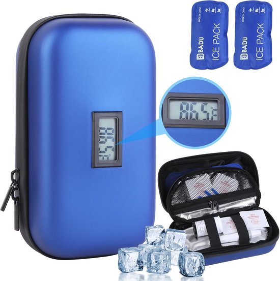 Diabetes koeltas - inclusief icepack - diabetes etui - insulinepennen - insuline koeltas - koeltasje voor op reis - Diabetes etui - koeltas - Koelbox - IJspak - Diabetes Tas - Geschikt VoorDagelijks Gebruik en Reizen - Blauw van Merkloos