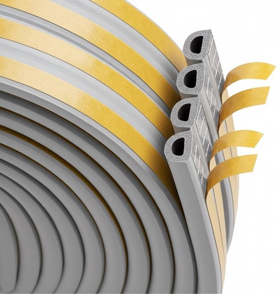 Dichtband voor Deuren en Ramen - Geluiddempende Rubber Foam Strip voor Isolatie en Bescherming - 20 m Grijs van Merkloos