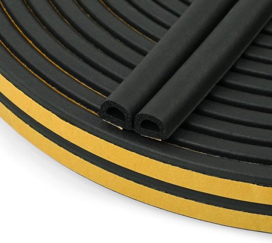 Dichtingsband voor Deuren en Ramen - Geluidsisolatie, Anti-Collisie Rubber Foam Strip, 6 meter Lang en Zwart van Merkloos