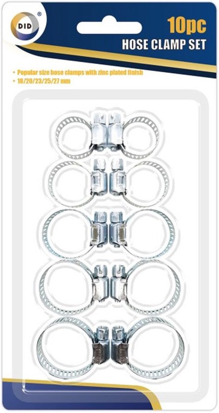 DID Slangklemmen set van 10x stuks - in 5 formaten - slangen vastzetten/afklemmen van DID