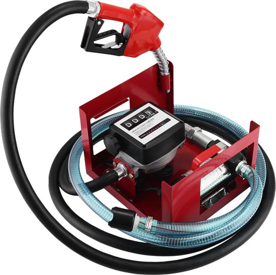 Dieselpomp - Verwarmingsoliepomp - Diesel- en brandstoftransfertpomp - 220V - 155W - 40L - 2800RPM - Olieaanzuigpomp - Zelfaanzuigend - Tellerautomatische pomp - Rood van Merkloos