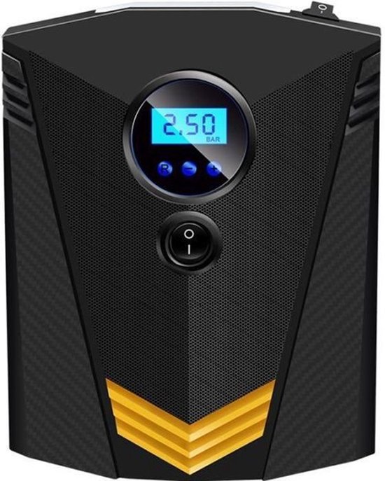 Digitale autobandenpomp - Autoluchtcompressor - 12V automatische elektrische luchtpomp met LED-lampje (geel)