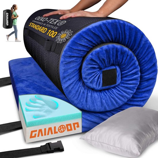 Dikke 3 Inch Memory Foam Campingmatras - Volledige Lengte, Draagbare Vloerslaapmat, Ideaal voor Indoor & Outdoor Reizen van Merkloos