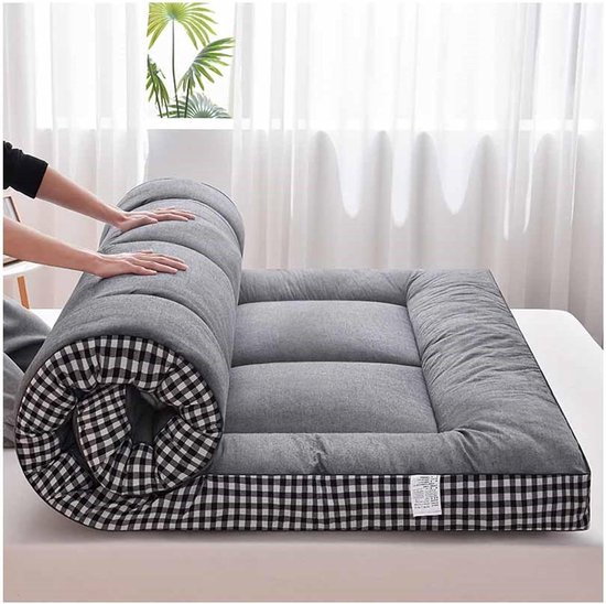 Dikke Futon Matras - Japanse Slaapmat - Gastvrij Ontvangen - Compact Opvouwbaar - 60x120 cm - Grijs