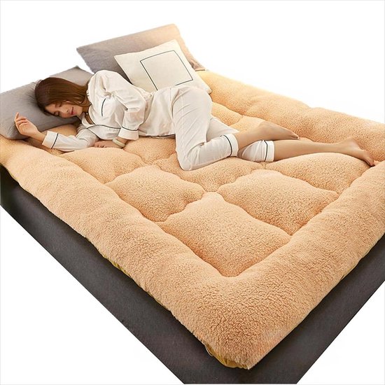 Dikke Futon Matras - Vloerbed - Comfortabel Slapen - Draagbaar Roll-Up - Volledige Maat - Wit