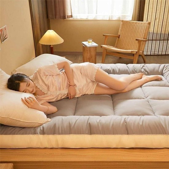Dikke Futonmatras - Japanse Slaapmat - Comfortabel Slapen - Extra Dik Ontwerp - 90 x 200 cm - Grijs