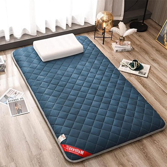 Dikke Futonmatras - Oprolbare Vloermatras - Comfortabel Slapen - Zachte Polyester Vulling - Tweepersoons - Grijs