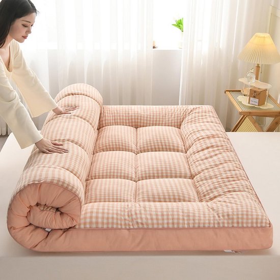 Dikke Japanse Tatami Matras voor op de Vloer, Opvouwbaar en Draagbaar Slaapmatras van Merkloos