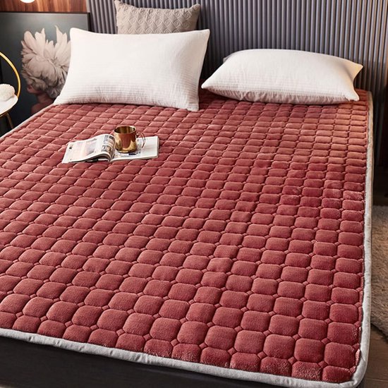 Dikke Matras - Zachte Vloermat - Warm Slapen - Opvouwbaar Ontwerp - 180 x 220 cm - Rood
