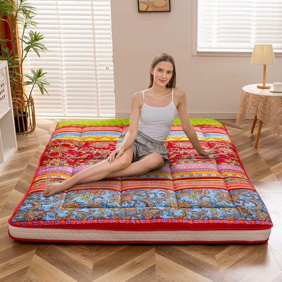 Dikke Rolmatras - Draagbaar Slaapbed - Comfortabel Slapen - Opvouwbaar Geheugenschuim - 90 x 190 cm - Bohemian Bloemen van Merkloos