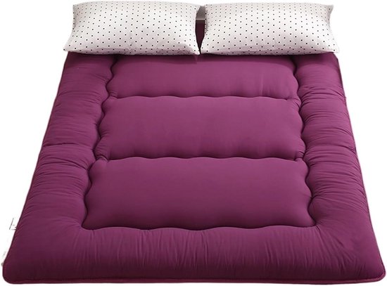 Dikke Slaapmatras - Opvouwbaar Kussen - Comfortabel Slapen - Ruimtebesparend Ontwerp - 100 x 200 cm - Paars