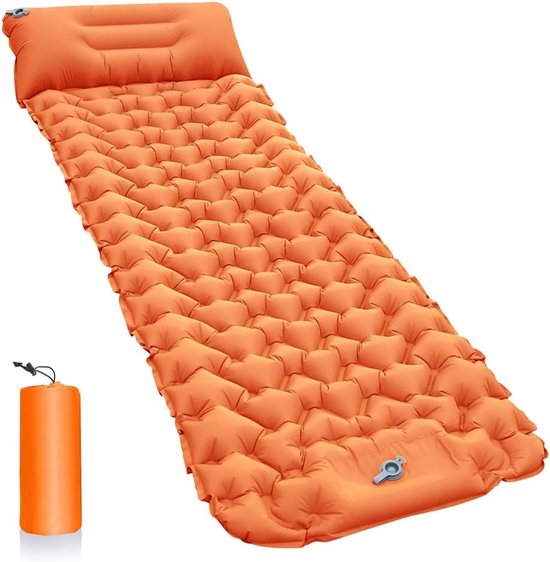Dikke Zelfopblaasbare Campingmat, Lichtgewicht Waterdichte Slaapmat voor Buiten, Ideaal voor Kamperen en Wandelen met Ingebouwde Voetpomp