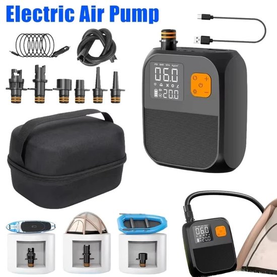 DIMICO - Luchtcompressor Draagbaar - Elektrische Luchtpomp - 120 L/min - 8000mAh Accu & powerbank met LED - voor Opblaasartikelen van Merkloos