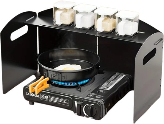 DIMICO - Opvouwbaar Windscherm voor Camping Gasfornuis - Zwart - Aluminium Kooktoestel Windbeschermer met Draagtas - Lichtgewicht van Merkloos