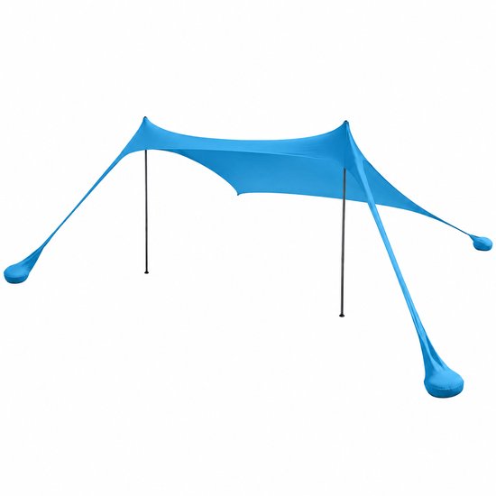 DIMICO - Schaduwdoek - Zonwering Strand - Strandtent - Strandluifel - 3x3 Meter - UPF50 - Inklapbaar - Blauw - Windbestenig