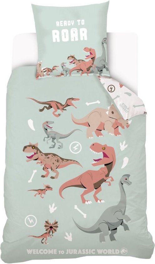 Dino Dekbedovertrek - Dinosaurus Kinderdekbedovertrek - 140 x 200 cm - Jurassic World - Eenpersoons - 100% Katoen van Jurassic World