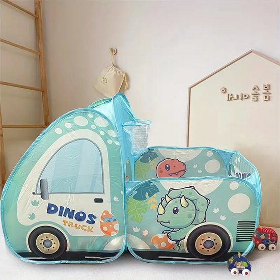 Dinosaurus pop-up tent - speeltent - auto - speelhuis van Dino.